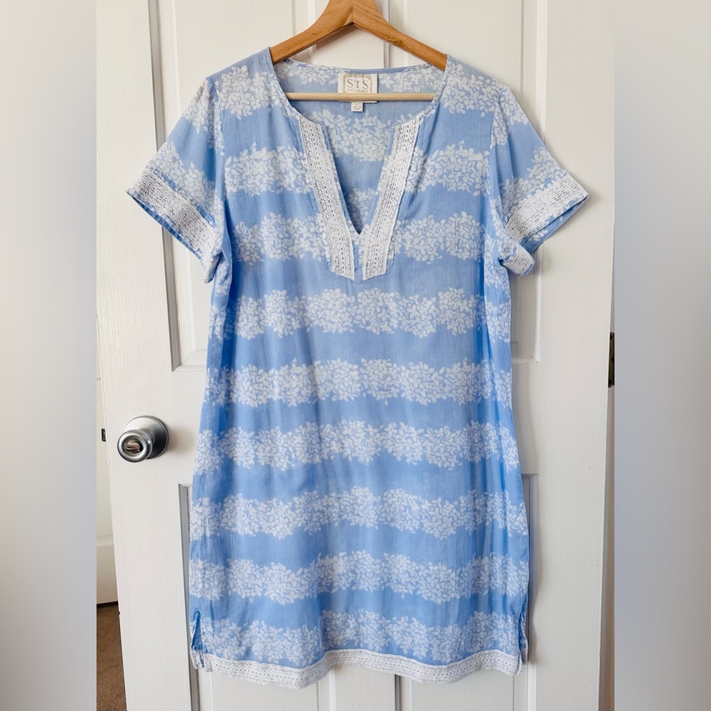 Sail to Sable Light Blue and White Mini Dress